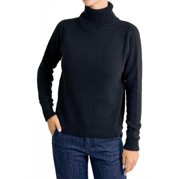 Maglione collo alto tinta unita misto cashmere 